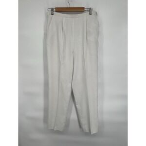 Tan Joy Women Sz 14 Elastic Waist‎ Button Pants White Vintage